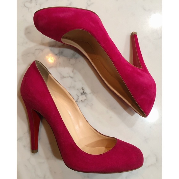 CHRISTIAN LOUBOUTIN Hot Pink “Simple Pump” Suede Heels SZ 36.5 - Picture 6 of 17